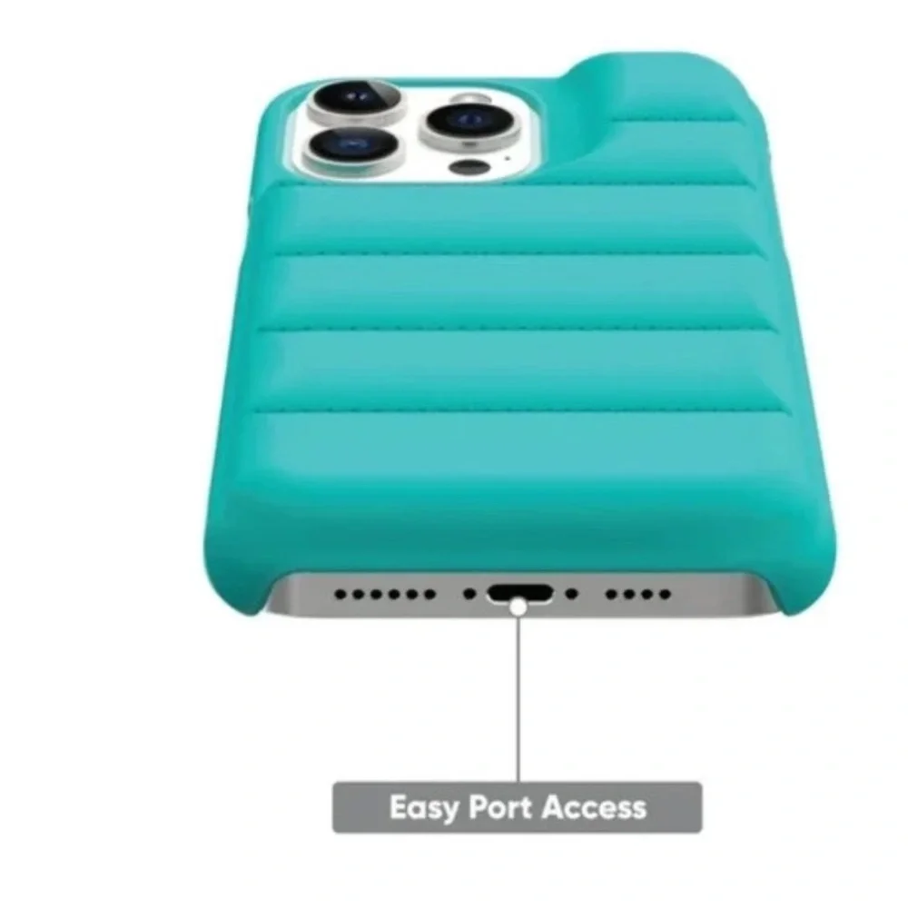 Puffer Soft Quilted Phone Case for iPhone 14 Pro Max - Teal